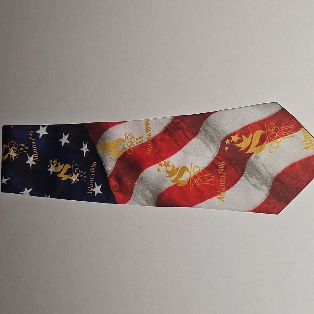 Atlanta 1996 Olympics Ralph Marlin Red White Blue Vintage Neck Tie